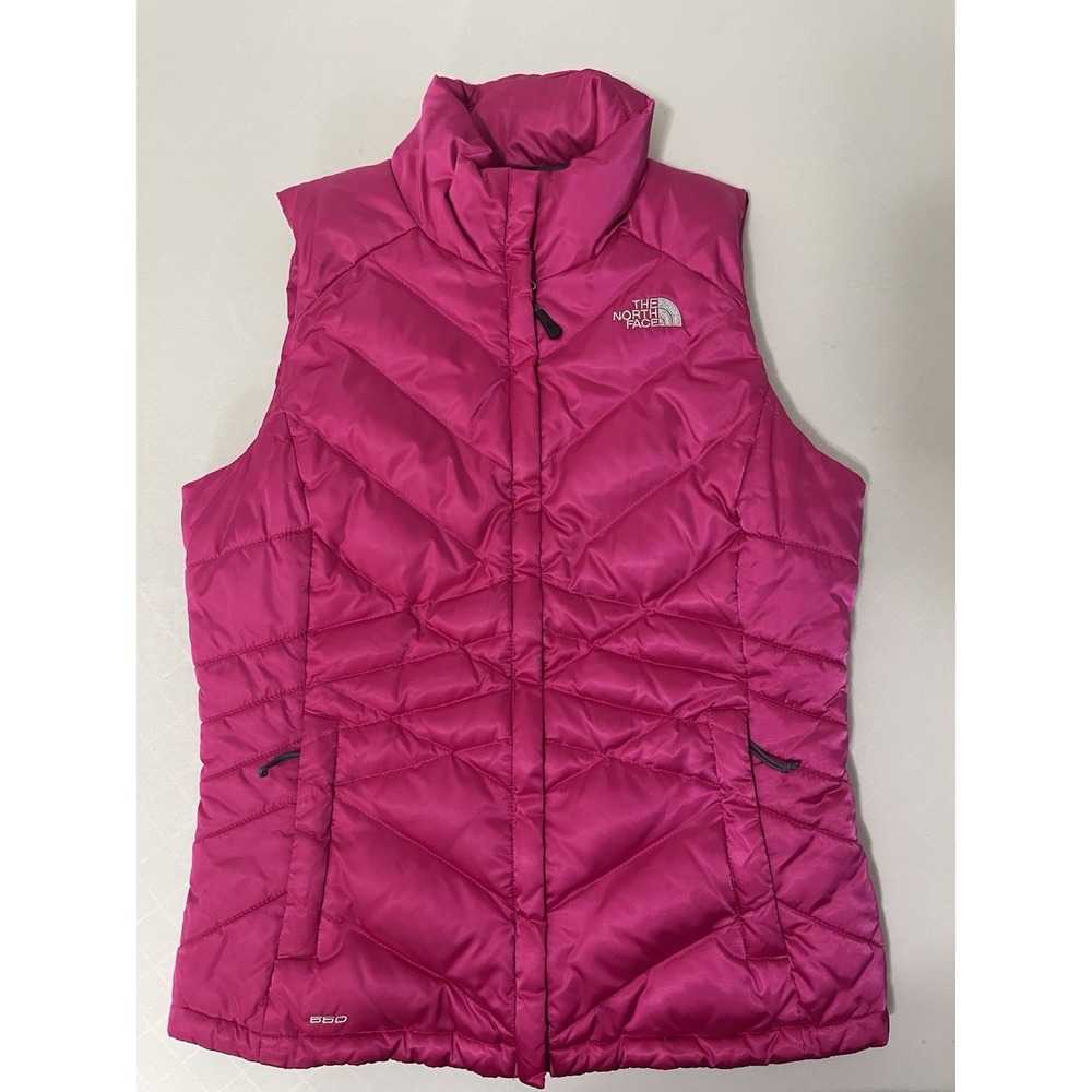 THE NORTH FACE Womens Small Aconcagua Down Puffer Vest Pink Quilted 550 Warmth